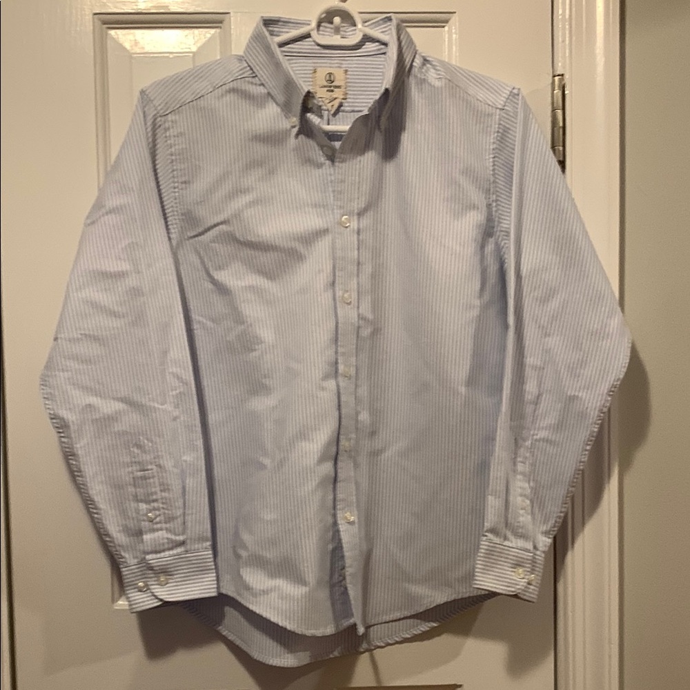 Lands End Men's Blue Striped Long Sleeved Shirt. Size: 14